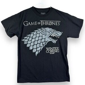 Game Of Thrones Stark Winter Is Coming Mens Black Tshirt Size Medium 100% Cotton